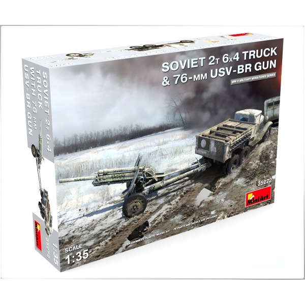 1/35 Soviet 2T 6X4 Truck & 76-mm Usv-Br Gun Plastik Askeri Araç Maket Kiti