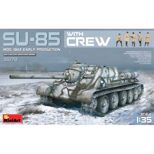1/35 SU-85 1943 Model ve Mürettebatı Plastik Tank Maket Kiti