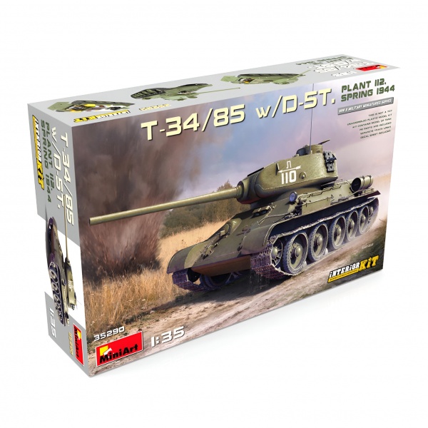 1/35 T-34/85 w/D-5T Plant 112 Spring 1944 Interior Kit Plastik Tank Maket Kiti