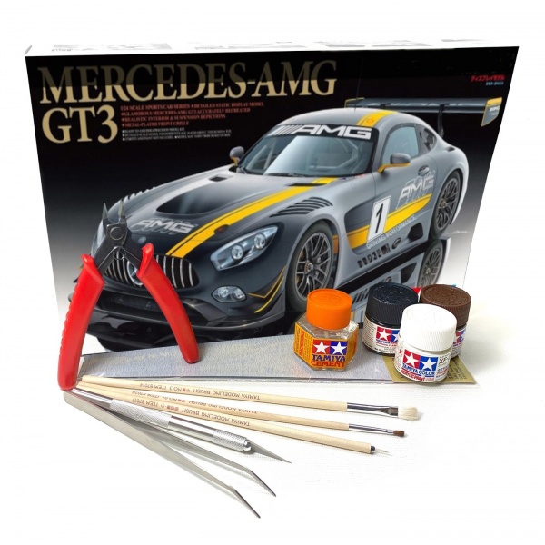1/24 Mercedes-AMG GT3 Plastik Araba Maket Kit (Başlangıç Seti)