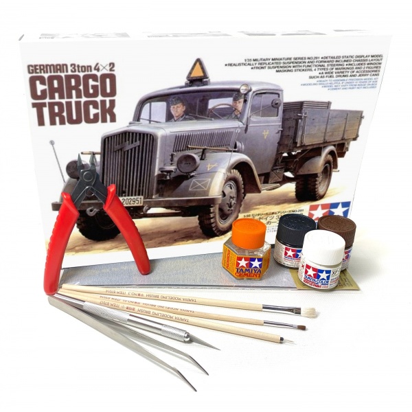 1/35 German 3 Ton 4X2 Cargo Plastik Askeri Araç Maket Kit (Hobi Başlangıç Seti)