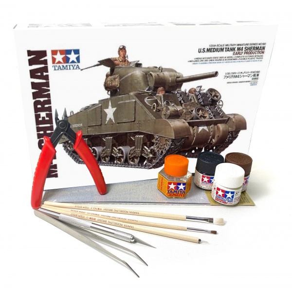 1/35 U.S. M4 Sherman Plastik Tank Maket Kit (Hobi Başlangıç Seti)