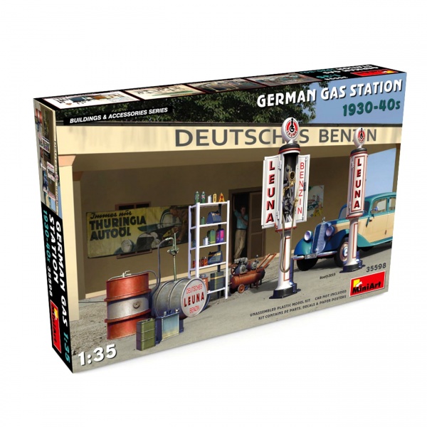 1/35 1930-40 Alman Benzin İstasyonu Plastik Maket Kiti