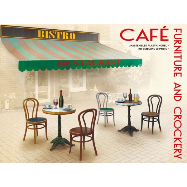 1/35 Kafe Mobilyaları ve Yemek Gereçleri Plastik Maket Kiti