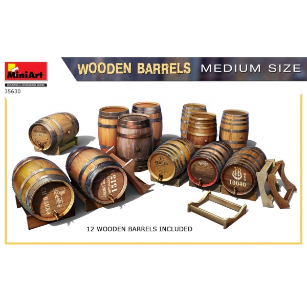 1/35 Wooden Barrels. Medium Size Plastik Maket Kiti
