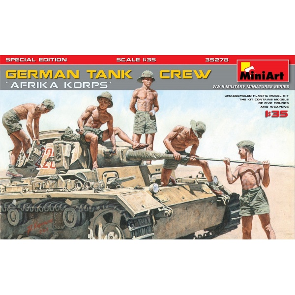1/35 Alman Tank Mürettebatı Afrika Korps. Plastik Figür Kiti