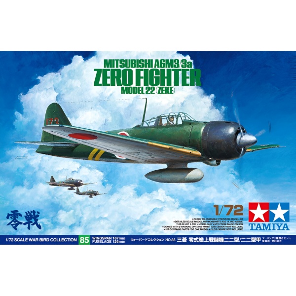 1/72 Japanese Mitsubishi A6M3/3a Zero Model 22 (Zeke) Plastik Uçak Maket Kiti