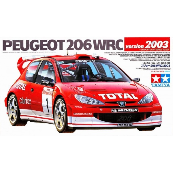1/24 Peugeot 206 WRC version 2003 Plastik Araba Maket Kiti