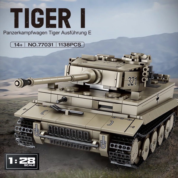 1/28 Tiger I Tank, Teknik Blok Yapı Kiti (1138Parça)