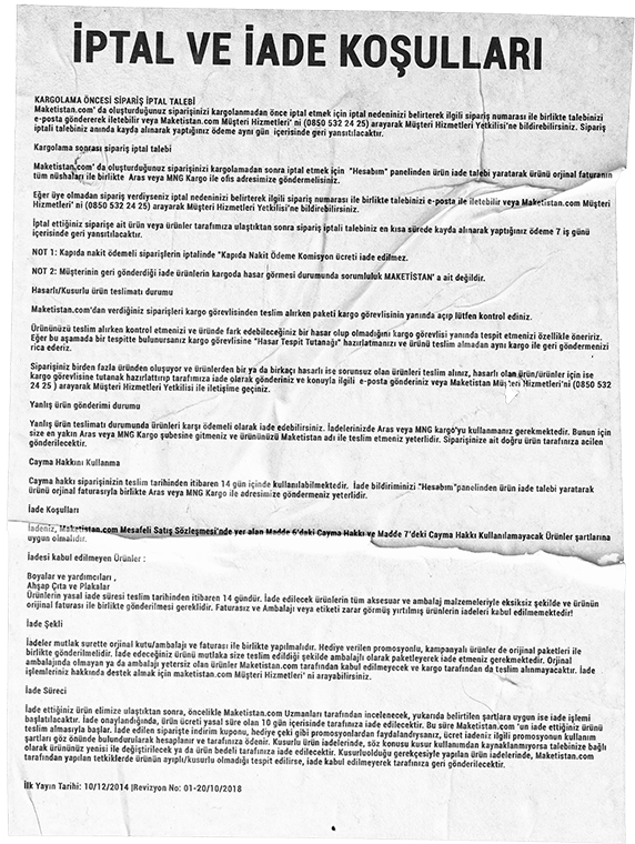İptal ve iade koşulları
